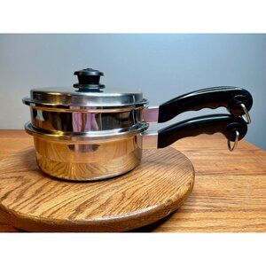 Saladmaster  Stainless Steel 8 inch( 2 quart)  Three Piece Steamer Saucepan wit